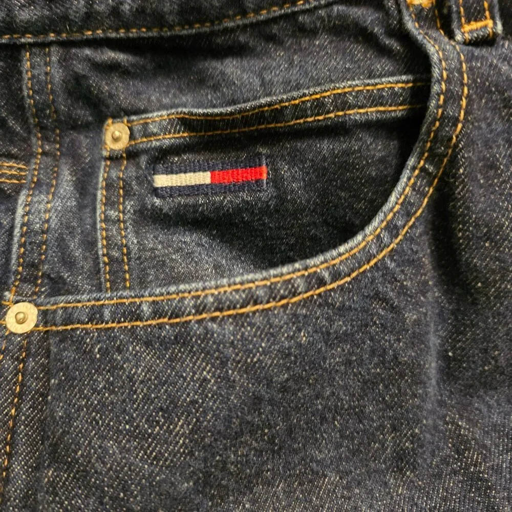 Y2K Tommy Hilfiger Mens Dark Denim Carpenter Jeans 38 Tool Pockets Relaxed 2000